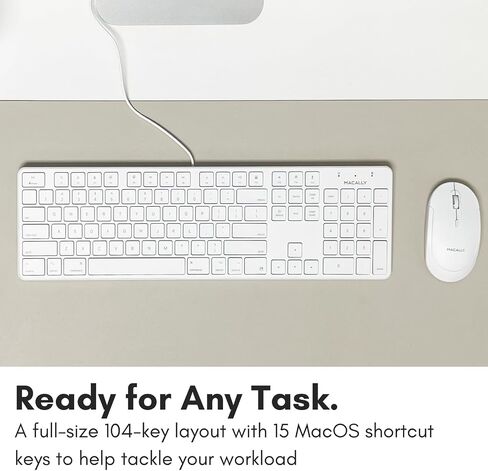 Macally Ultra-Slim USB Wired Keyboard with Number Keypad for Apple Mac Pro, MacBook Pro/Air, iMac, Mac Mini, Laptop Computers, Windows Desktop PC Laptops, Silver (SLIMKEYPROA) in Kuwait