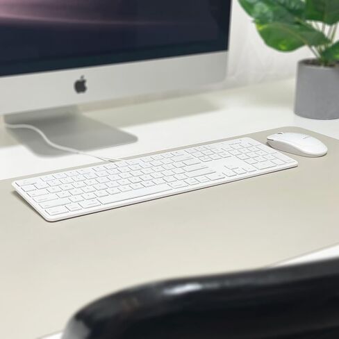 Macally Ultra-Slim USB Wired Keyboard with Number Keypad for Apple Mac Pro, MacBook Pro/Air, iMac, Mac Mini, Laptop Computers, Windows Desktop PC Laptops, Silver (SLIMKEYPROA) in Kuwait