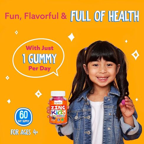 Feel Great Zinc Gummies for Kids | Bolster Your Child's Immune System with Yummy Kids Vitamins | Great Tasting Natural Flavor Gummy Supplement Vitamins | 60 Gummies in Saudi Arabia