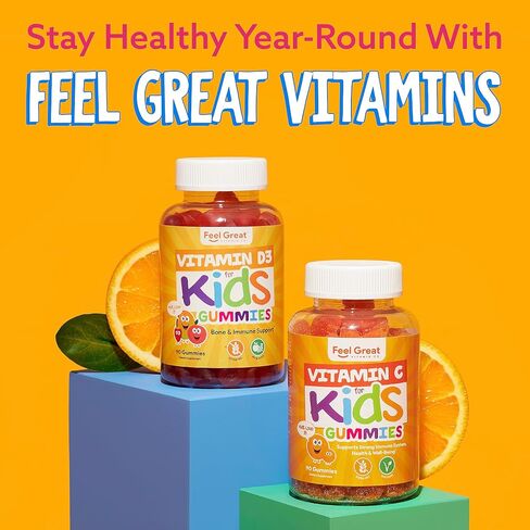 Feel Great Zinc Gummies for Kids | Bolster Your Child's Immune System with Yummy Kids Vitamins | Great Tasting Natural Flavor Gummy Supplement Vitamins | 60 Gummies in Saudi Arabia