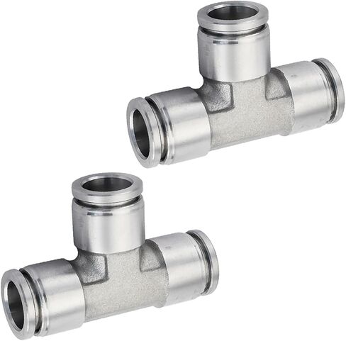 2Pcs 304 Stainless Steel Union Tee 1/4" Tube OD Push to Connect Air Fittings, 3 Way Tee Shaped Pneumatic Quick Connector for Air Compressor Air Horn Air Bag in Saudi Arabia