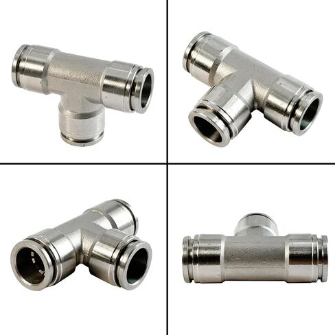 2Pcs 304 Stainless Steel Union Tee 1/4" Tube OD Push to Connect Air Fittings, 3 Way Tee Shaped Pneumatic Quick Connector for Air Compressor Air Horn Air Bag in Saudi Arabia