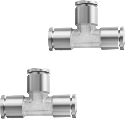 2Pcs 304 Stainless Steel Union Tee 1/4" Tube OD Push to Connect Air Fittings, 3 Way Tee Shaped Pneumatic Quick Connector for Air Compressor Air Horn Air Bag in Saudi Arabia