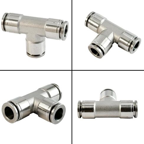 2Pcs 304 Stainless Steel Union Tee 1/4" Tube OD Push to Connect Air Fittings, 3 Way Tee Shaped Pneumatic Quick Connector for Air Compressor Air Horn Air Bag in Saudi Arabia