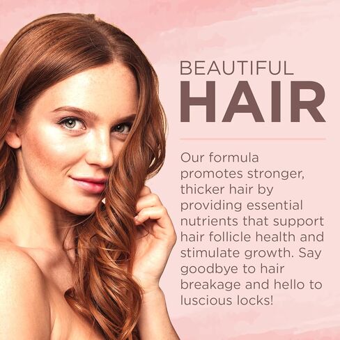 فيتامينات للشعر والبشرة والأظافر - 5000 ميكروغرام من البيوتين مع فيتامين C وE والكولاجين وحمض الهيالورونيك وزيت الأركان وجوز الهند - مكمل غذائي رائع لنمو الشعر ومشرق للبشرة للنساء - 60 كبسولة هلامية in Kuwait