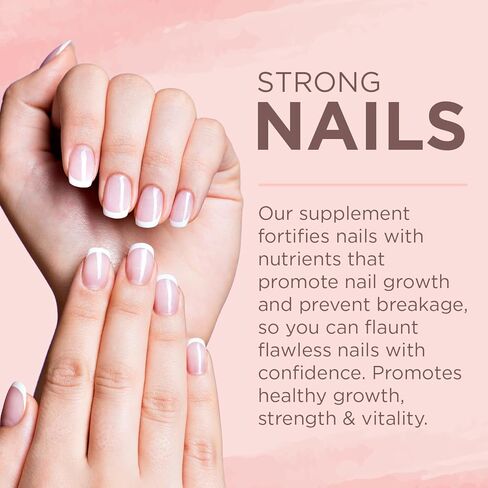 فيتامينات للشعر والبشرة والأظافر - 5000 ميكروغرام من البيوتين مع فيتامين C وE والكولاجين وحمض الهيالورونيك وزيت الأركان وجوز الهند - مكمل غذائي رائع لنمو الشعر ومشرق للبشرة للنساء - 60 كبسولة هلامية in Kuwait