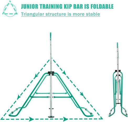 Gymnastics Bar for Kids with Rings, Adjustable Height Gymnastic Horizontal Bars, Folding Junior Training Kip Bar Equipment, Easy to Assemble and Dis-Assemble in Saudi Arabia