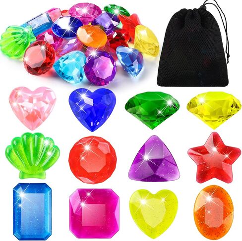 Vellibring 180 Pieces Pirate Treasure Gem Toys,Fake Acrylic Bling Gem Diamonds Toys Colorful Beach Gems Pirate Jewels Toys with Drawstring Bag for Kids Pirate Party Favors Decoration in Kuwait