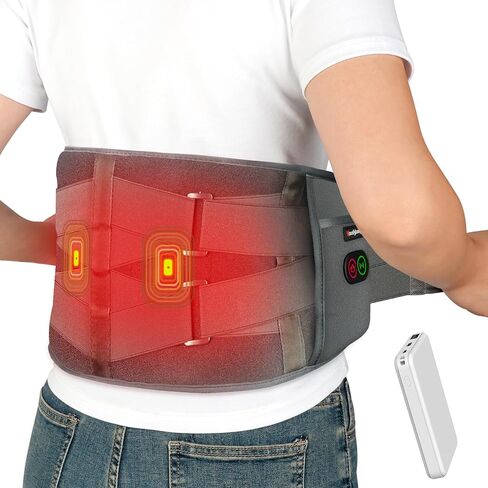 Comfytemp Cordless Heating Pad with Massager for Back Pain Relief, Portable Lower Back Massager FSA HSA Eligible, Wearable Heating Pads for Cramps with 3 Heat, Auto-Off,Birthday Gifts for Mom Dad Grey in Saudi Arabia