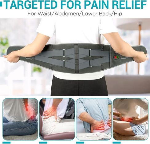 Comfytemp Cordless Heating Pad with Massager for Back Pain Relief, Portable Lower Back Massager FSA HSA Eligible, Wearable Heating Pads for Cramps with 3 Heat, Auto-Off,Birthday Gifts for Mom Dad Grey in Saudi Arabia