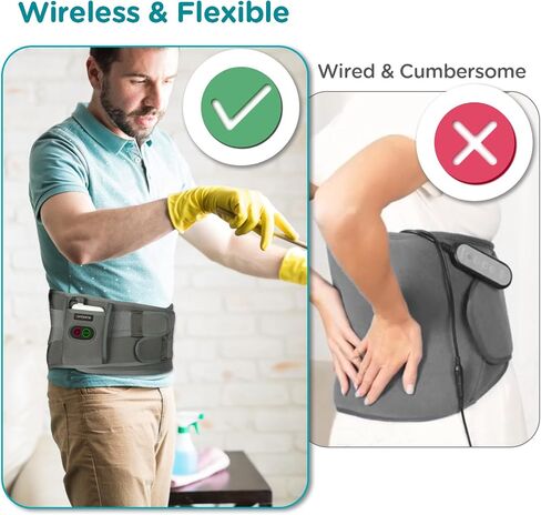 Comfytemp Cordless Heating Pad with Massager for Back Pain Relief, Portable Lower Back Massager FSA HSA Eligible, Wearable Heating Pads for Cramps with 3 Heat, Auto-Off,Birthday Gifts for Mom Dad Grey in Saudi Arabia