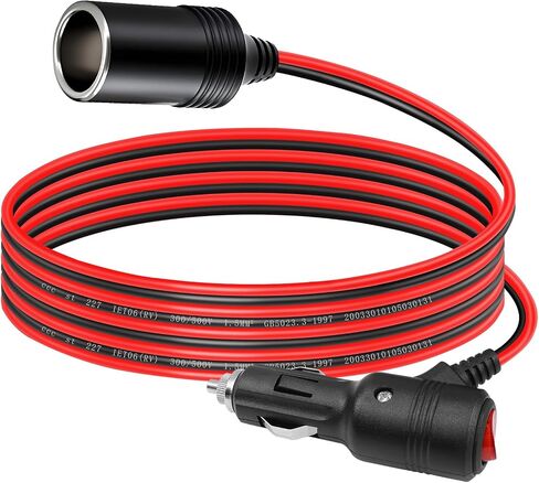 Car Cigarette Lighter Adapter, ROÉKO 1 to 2 DC 12V 24V Plug Splitter, 2 Socket with Switch, 5.9 inches Cigarette Lighter Extension Cord UL Wire with 15A Fuses Compatible Cars in Kuwait
