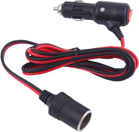 Car Cigarette Lighter Adapter, ROÉKO 1 to 2 DC 12V 24V Plug Splitter, 2 Socket with Switch, 5.9 inches Cigarette Lighter Extension Cord UL Wire with 15A Fuses Compatible Cars in Kuwait