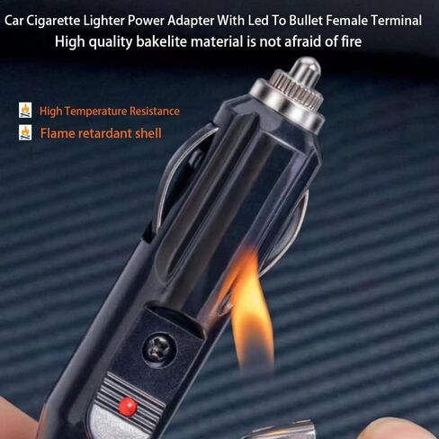 Car Cigarette Lighter Adapter, ROÉKO 1 to 2 DC 12V 24V Plug Splitter, 2 Socket with Switch, 5.9 inches Cigarette Lighter Extension Cord UL Wire with 15A Fuses Compatible Cars in Kuwait