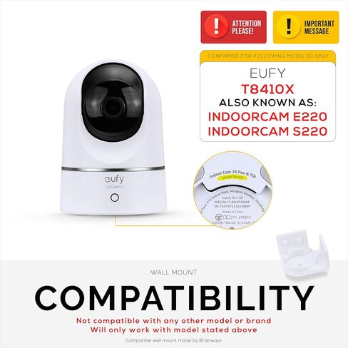 Screwless Wall Mount for Eufy S220 Indoor Camera, Strong VHB Adhesive, Easy to Install Holder, No Mess, Reduce Blind Spots & Better Viewing, Bracket Holder Shelf, by Brainwavz in Kuwait