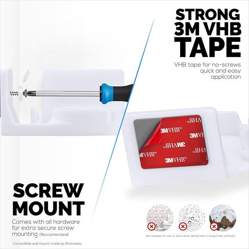 Screwless Wall Mount for Eufy S220 Indoor Camera, Strong VHB Adhesive, Easy to Install Holder, No Mess, Reduce Blind Spots & Better Viewing, Bracket Holder Shelf, by Brainwavz in Kuwait