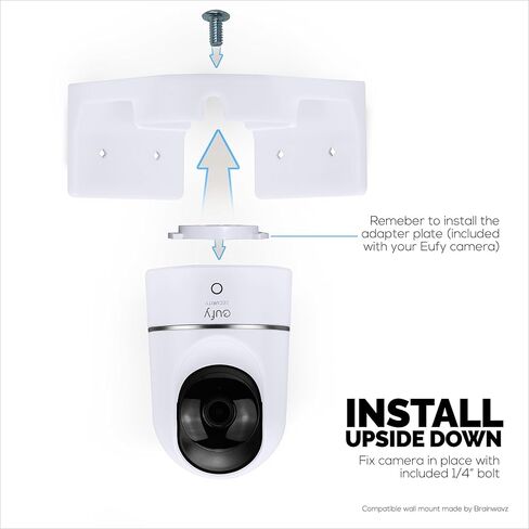 Screwless Wall Mount for Eufy S220 Indoor Camera, Strong VHB Adhesive, Easy to Install Holder, No Mess, Reduce Blind Spots & Better Viewing, Bracket Holder Shelf, by Brainwavz in Kuwait