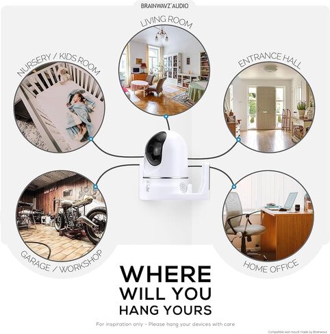Screwless Wall Mount for Eufy S220 Indoor Camera, Strong VHB Adhesive, Easy to Install Holder, No Mess, Reduce Blind Spots & Better Viewing, Bracket Holder Shelf, by Brainwavz in Kuwait