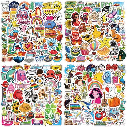 Water Bottle Stickers 200 Pcs Cool Neon Stickers, Prizes for Kids Classroom in Kuwait