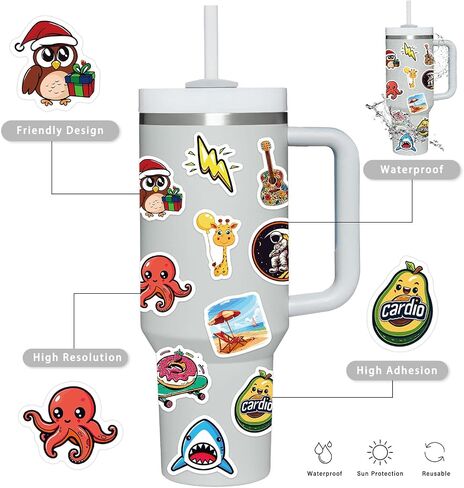 Water Bottle Stickers 200 Pcs Cool Neon Stickers, Prizes for Kids Classroom in Kuwait