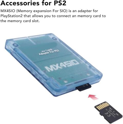 محول قارئ بطاقات Zunate PS2 MX4SIO SIO2SD، محول بطاقة TF بديل ثابت مصنوع يدويًا لجهاز PS2 (أبيض شفاف) in Kuwait
