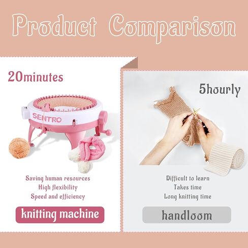 FYGAIN Sentro 48 Needles Knitting Machines with Row Counter, Smart Knitting Round Loom for Adults/Kids, Knitting Board Rotating Double Knit Loom Machine Kits in Kuwait