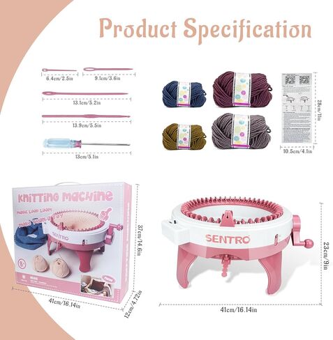 FYGAIN Sentro 48 Needles Knitting Machines with Row Counter, Smart Knitting Round Loom for Adults/Kids, Knitting Board Rotating Double Knit Loom Machine Kits in Kuwait