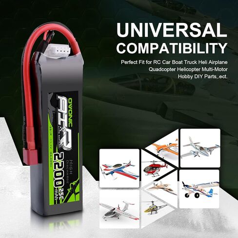 OVONIC 3S Lipo Battery 25C 2200mAh 11.1V Lipo Battery with Dean-Style T Connector for RC Airplane Helicopter Quadcopter RC Car Truck Boat(2 Packs) in Saudi Arabia