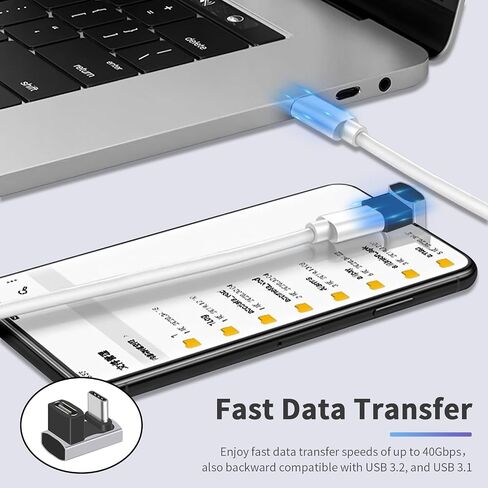 ديوتيك محول USB C بزاوية قائمة 240 واط، محول USB C 90 درجة 40Gbps ذكر الى انثى مع فيديو 8K@60Hz متوافق مع ثاندربولت 3/4، سويتش، ماك بوك برو/اير، ايباد وغيرها من الاجهزة من النوع C (قطعتين) in Kuwait