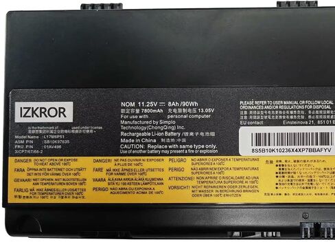 استبدال بطارية IZKROR 00HW030 96Wh 6400mAh 8 خلايا لجهاز Lenovo ThinkPad P70 20ER 20ES P71 20HK 20HL Series Laptop 01AV451 SB10F46468 4X50K14092 5B10W13950 78++ 78+ 15V in Saudi Arabia