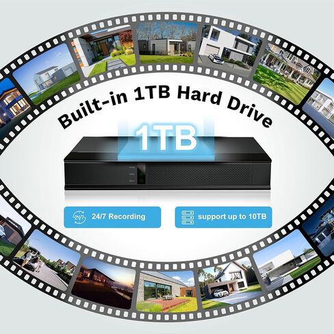 نظام أمان سلكي Lifoarey 1080P، DVR 8CH مع 1 تيرابايت HDD و4 قطع 1080P كاميرا أمان خارجية، رؤية ليلية ملونة، تسجيل 24/7، كشف الحركة، الوصول عن بعد لمراقبة أمن المنزل in Kuwait