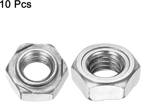uxcell 10Pcs Hex Weld Nuts, M8x1.25mm Carbon Steel Hex Nuts with 3 Projections Machine Screw for DIY Home Repair Machinery, Silver in Saudi Arabia