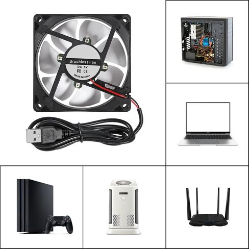 2pcs 80mm USB Computer Fan with 1 Male to 2 Female USB Extension Cable with ON/Off Switch for Receiver DVR PlayStation Xbox Computer Cabinet Cooling in Saudi Arabia
