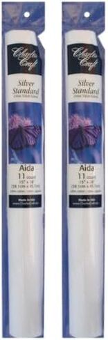أنبوب ناعم من DMC Charles Craft Silver Label Aida 11 مقاس 15 بوصة × 18 بوصة، أبيض (عبوة من قطعتين) in Kuwait