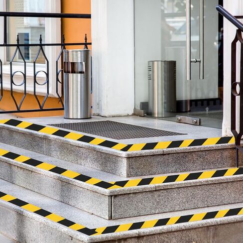 شريط أمان MIDELONG للتحذير من المخاطر باللونين الأسود والأصفر، 1.8 بوصة × 54 قدم، شريط مضاد للانزلاق، شريط تحذير لاصق عالي الجر للجدران والأرضيات ومعدات الأنابيب، لفة من 1 in Kuwait