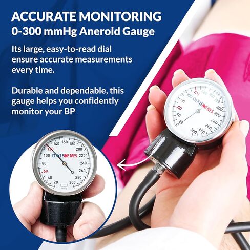 Dixie EMS Deluxe Aneroid Sphygmomanometer Blood Pressure D-Ring Cuff - Black in Kuwait