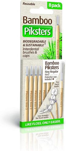Bamboo Piksters Interdental Brushes | Sizes 00-6 | 8 Pack (8 Pack, Size 1 (Purple)) in Kuwait