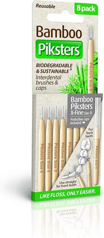 Bamboo Piksters Interdental Brushes | Sizes 00-6 | 8 Pack (8 Pack, Size 1 (Purple)) in Kuwait