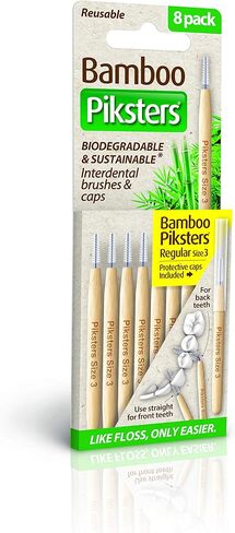 Bamboo Piksters Interdental Brushes | Sizes 00-6 | 8 Pack (8 Pack, Size 1 (Purple)) in Kuwait
