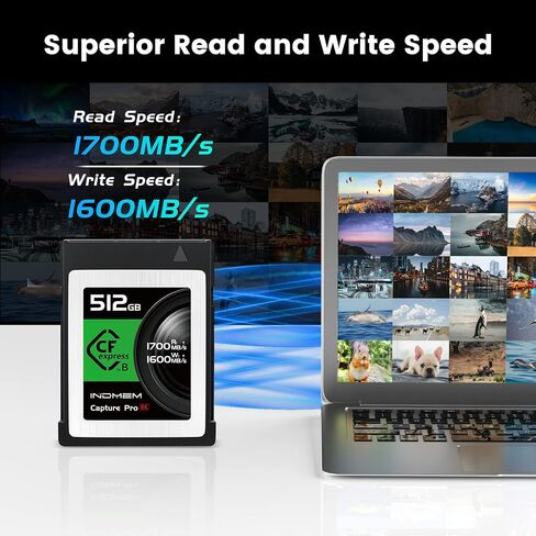 بطاقة ذاكرة CFexpress Type B سعة 1 تيرابايت، تسجيل فيديو Raw 8K، سرعة قراءة تصل إلى 1700 ميجابايت/ثانية، كتابة 1600 ميجابايت/ثانية، متوافقة مع Nikon Z6/Z7/D6، Canon EOS-1DXMark III/EOS-R5، Panasonic S1/S1R، DJI Ronin 4D in Saudi Arabia