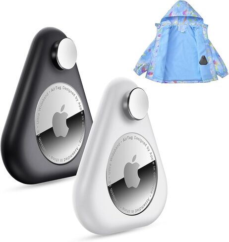Lulaven Airtag Holder for Kids Hidden 2 Pack GPS Tracker Case, Anti-Removal Airtag Silicone Case with Pins, Suitable for Children, Elderly, Pets, Backpack, Luggage(Navy Blue, White) in Saudi Arabia