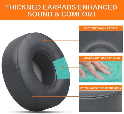 GVOEARS Ear Pads Replacement for Beats Solo 2 Solo 3 - Cooling Gel Earpad Cushions for Solo 2/3 Wired Wireless Headphones Covers with Noise Isolation Memory Foam (Black) in Saudi Arabia