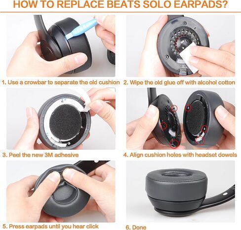GVOEARS Ear Pads Replacement for Beats Solo 2 Solo 3 - Cooling Gel Earpad Cushions for Solo 2/3 Wired Wireless Headphones Covers with Noise Isolation Memory Foam (Black) in Saudi Arabia