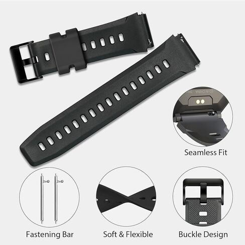 Smart Watch Band 22mm 2 Pack, for AMAZTIM Smart Watch Bands Replacement M2/T2, Compatible with KOSPET Tank M2/T2, TPU Sports Straps Bands, Adjustable Wristband, Men Black Smartwatch Band in Kuwait