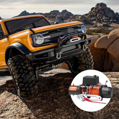ونش كهربائي VEVOR، 13.500 رطل، 12V DC ونش شاحنة مع حبل صناعي Φ3/8 × 80 قدم من الألومنيوم Fairlead جهاز تحكم عن بعد لاسلكي وسلكي، IP55 مقاوم للماء لسحب قارب مقطورة جيب SUV على الطرق الوعرة in Saudi Arabia