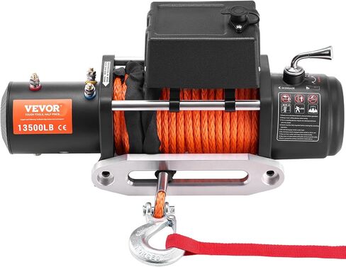 ونش كهربائي VEVOR، 13.500 رطل، 12V DC ونش شاحنة مع حبل صناعي Φ3/8 × 80 قدم من الألومنيوم Fairlead جهاز تحكم عن بعد لاسلكي وسلكي، IP55 مقاوم للماء لسحب قارب مقطورة جيب SUV على الطرق الوعرة in Saudi Arabia