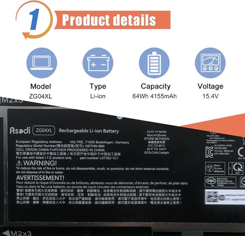 ASODI CC03XL L78555-005 53Wh Laptop Battery Compatible with HP ZBook Firefly 14 G7 G8, EliteBook 830 835 840 845 G7 G8, Probook 635 Aero G7 G8 Series HSTNN-DB9Q L77608-2C1 L77608-421 CC03053XL-PL in Saudi Arabia