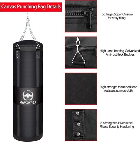 4FT Canvas Punching Bags for Adults, Hanging Heavy Boxing Bag for Kickboxing Karate Taekwondo Muay Thai Training, Max Load-Bearing 180 Lbs (Unfilled) in Saudi Arabia