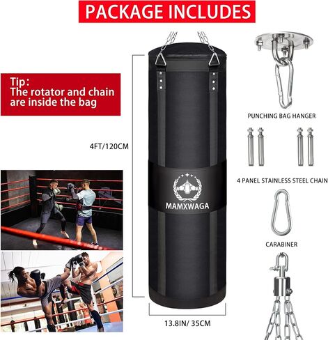 4FT Canvas Punching Bags for Adults, Hanging Heavy Boxing Bag for Kickboxing Karate Taekwondo Muay Thai Training, Max Load-Bearing 180 Lbs (Unfilled) in Saudi Arabia
