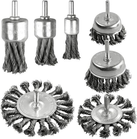7 Pack Twist Knot Wire Wheel Brush Crimped Cup Wire Wheels Brush Set for Drill with 1/4-Inch Shank for Rust Removal, Corrosion and Paint in Kuwait